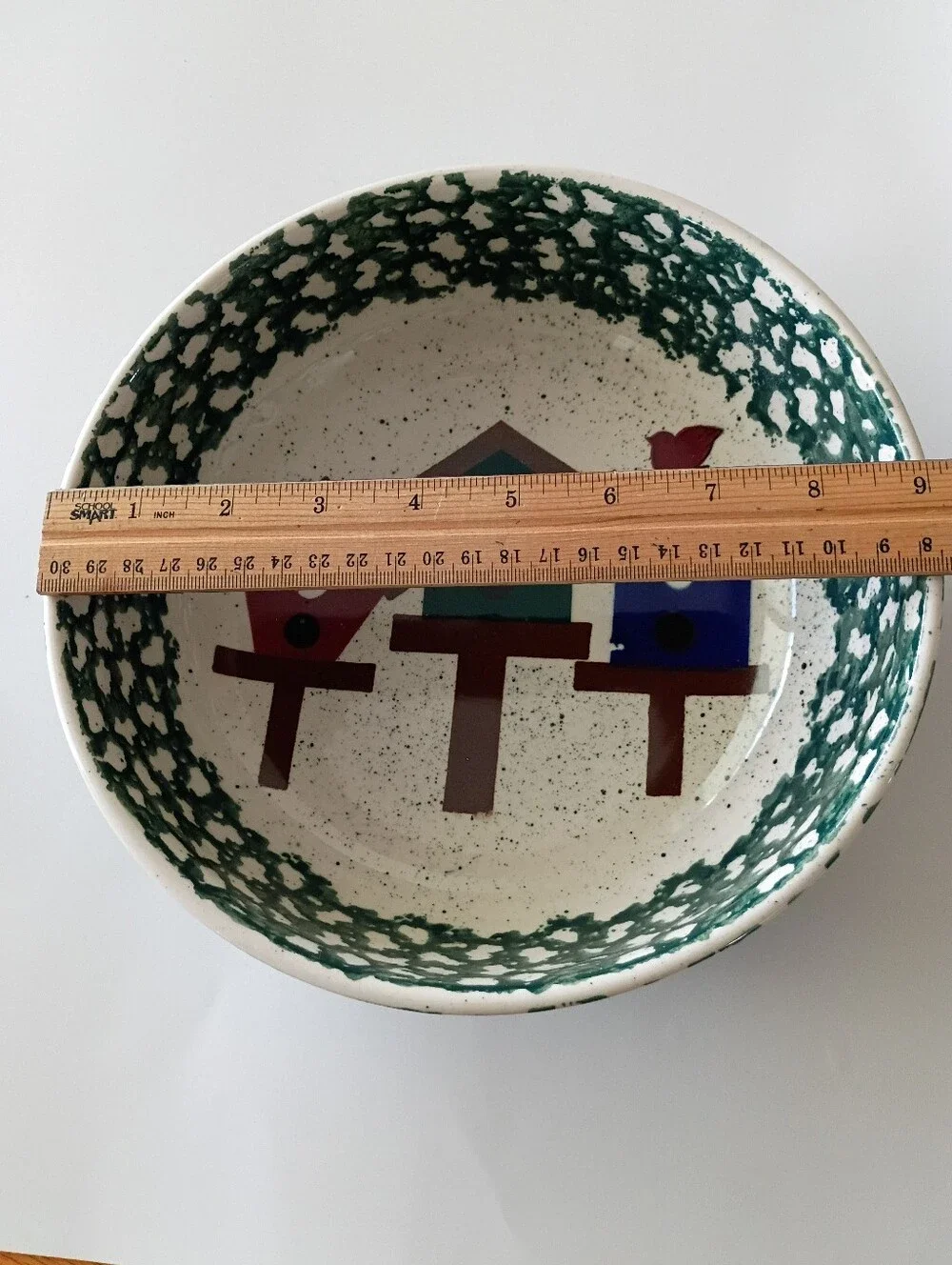 Vintage Stoneware Sponge Serving Bowl.